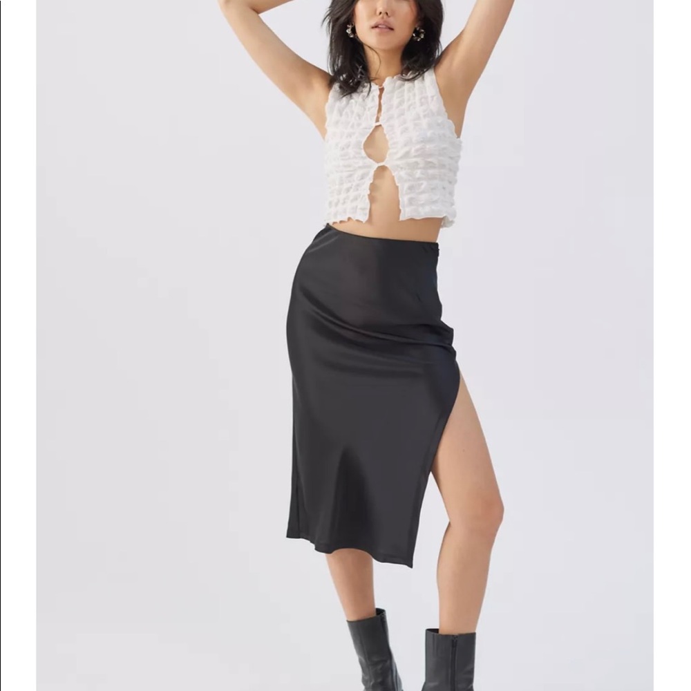 Urban Outfitters Black slitted silk skirt